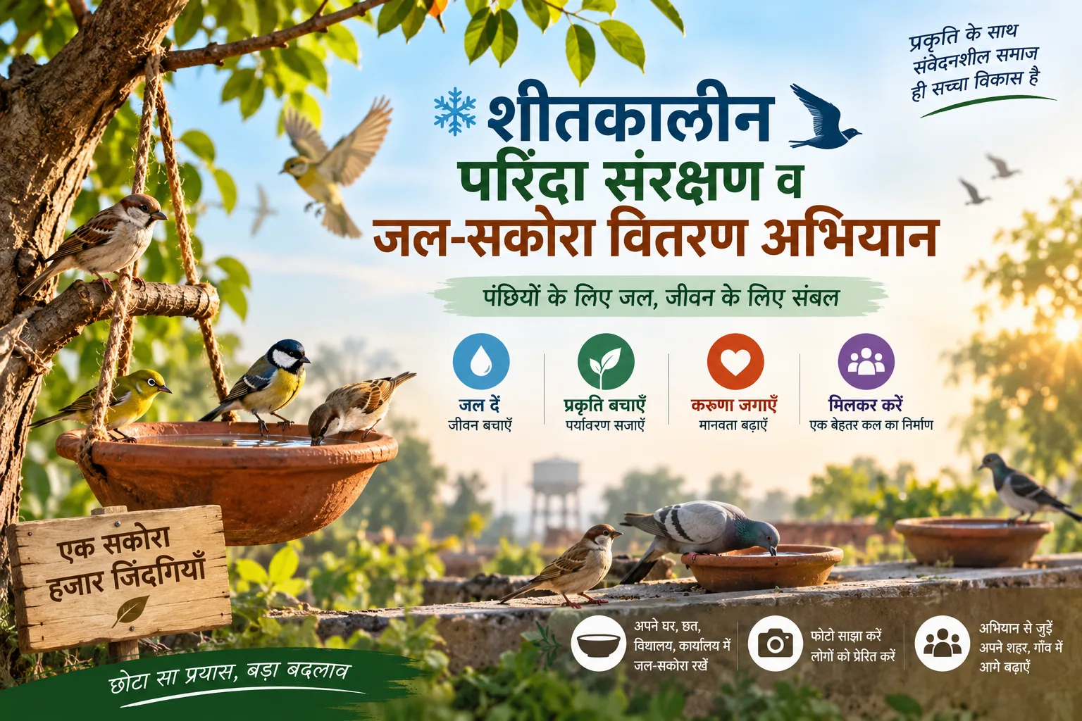 शीतकालीन परिंदा संरक्षण व जल-सकोरा वितरण अभियान